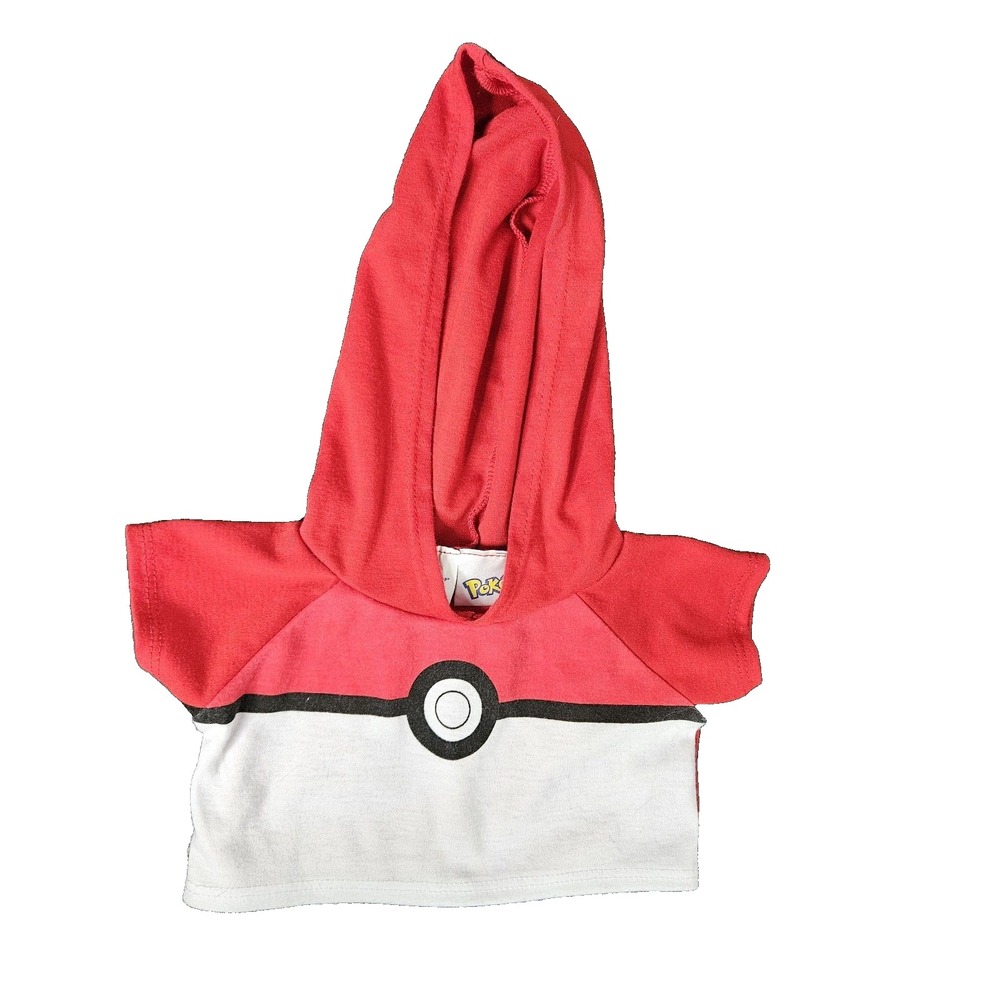 Build Bear Pokemon Hoodie Shirt Top Poke Ball Red White Nintendo Clothes BABW